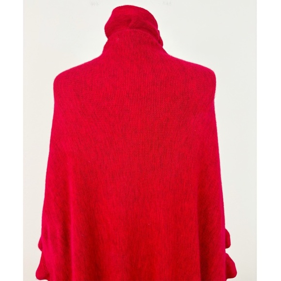 Charter Club Red Ruffled Short Sleeves Open Front Sweater Cape Cardigan One Size - Picture 8 of 12